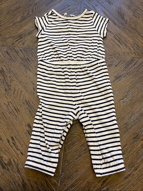 Old Navy Cream and Navy Striped Baby Jumpsuit
